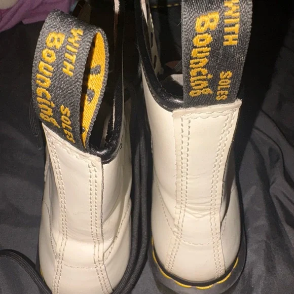 Dr. Martens White Leather Combat Boots - Picture 6 of 9